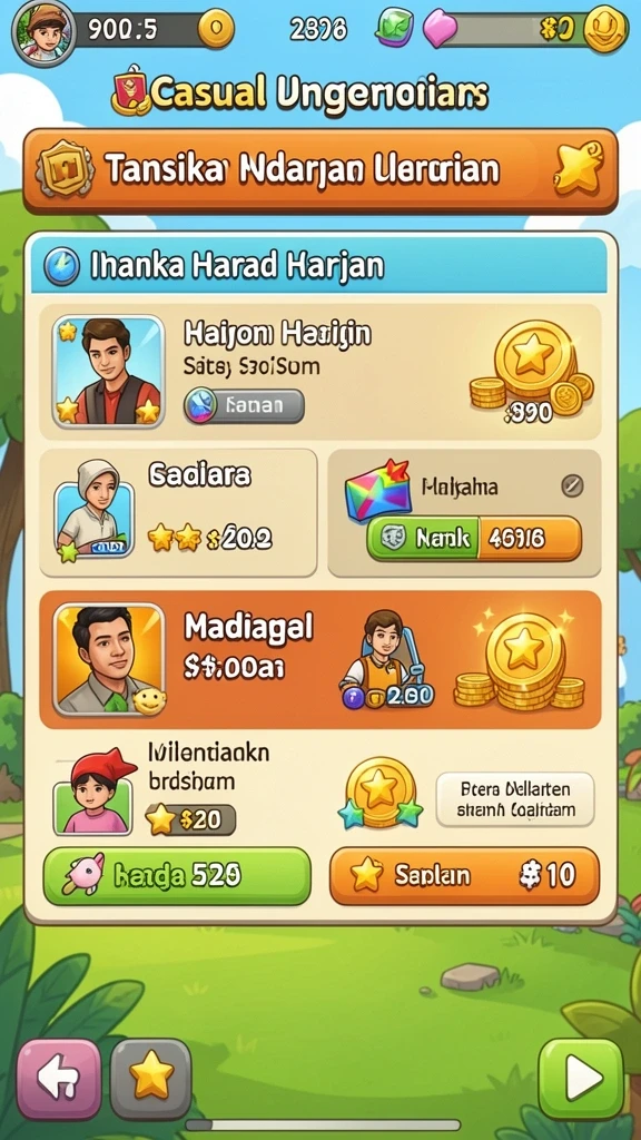 Tampilan karakter yang beragam dan menarik.